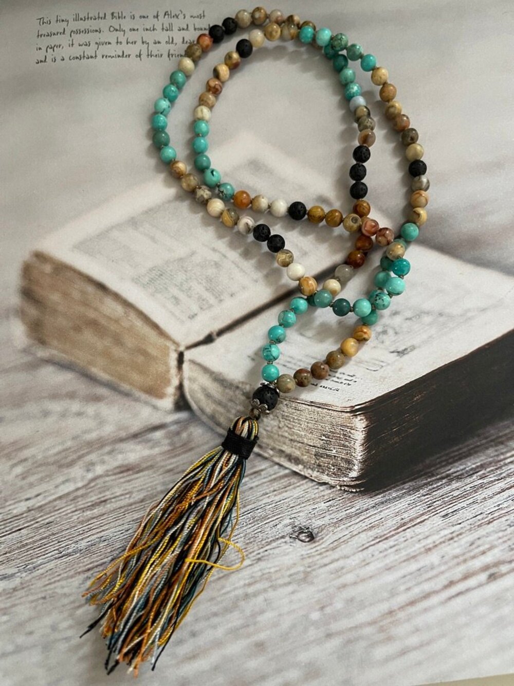 ARTISAN CRAFTED Indigo Rhino Designs Mala Necklace is New w/o Tags!